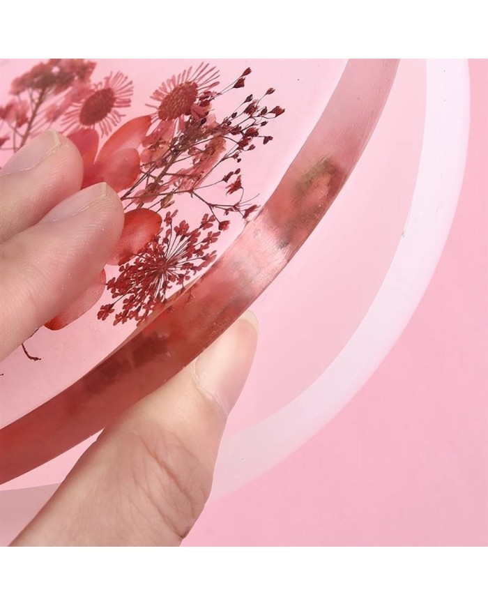 5 Adet - Reçine Epoksi Yuvarlak Tepsi Kalıp 30 cm - T15