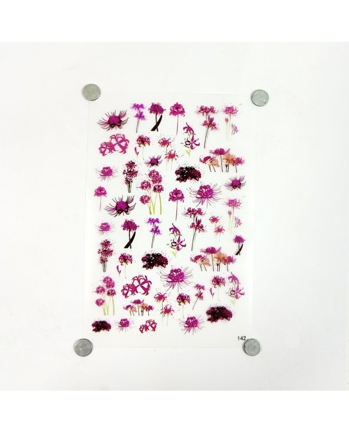 5 Adet/ Reçine Epoksi Sticker - Pembe Çiçek