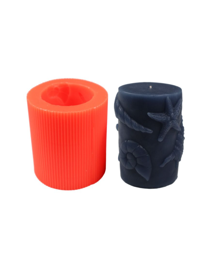 Deniz Kabuğu Desenli Silindir Silikon Mum Kalıbı M-211