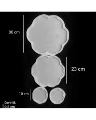 Çiçek Model Tepsi, Sunum,Bardak Altlığı Seti- Hobi Silikon Kalıbı- Kod: