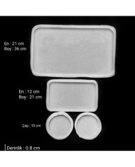 Dikdörtgen Tepsi, Sunum,Bardak Altlığı Seti- Hobi Silikon Kalıbı- Kod: