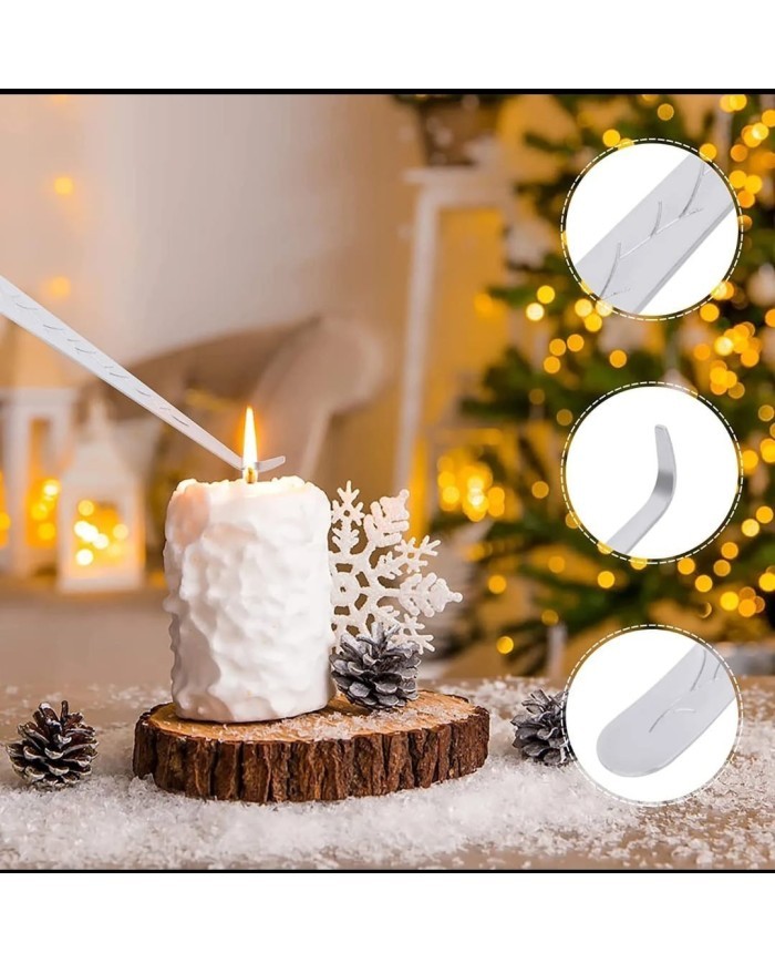 Gümüş Mum Bakım Seti ( Makas,Söndürücü,Raf Plakası,Fitil Çekici)