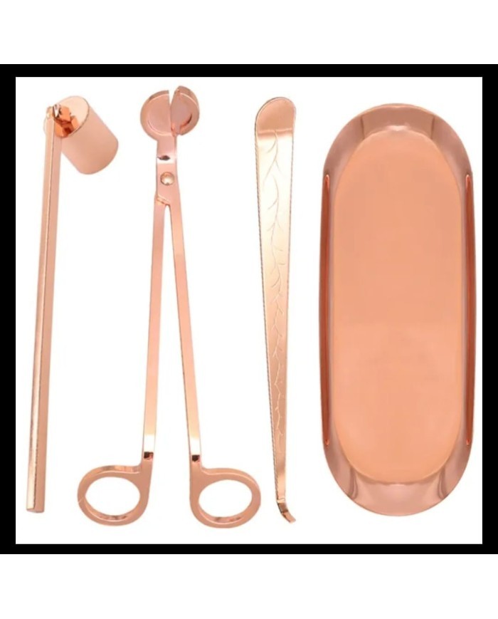 Rose Mum Bakım Seti ( Makas,Söndürücü,Raf Plakası,Fitil Çekici)