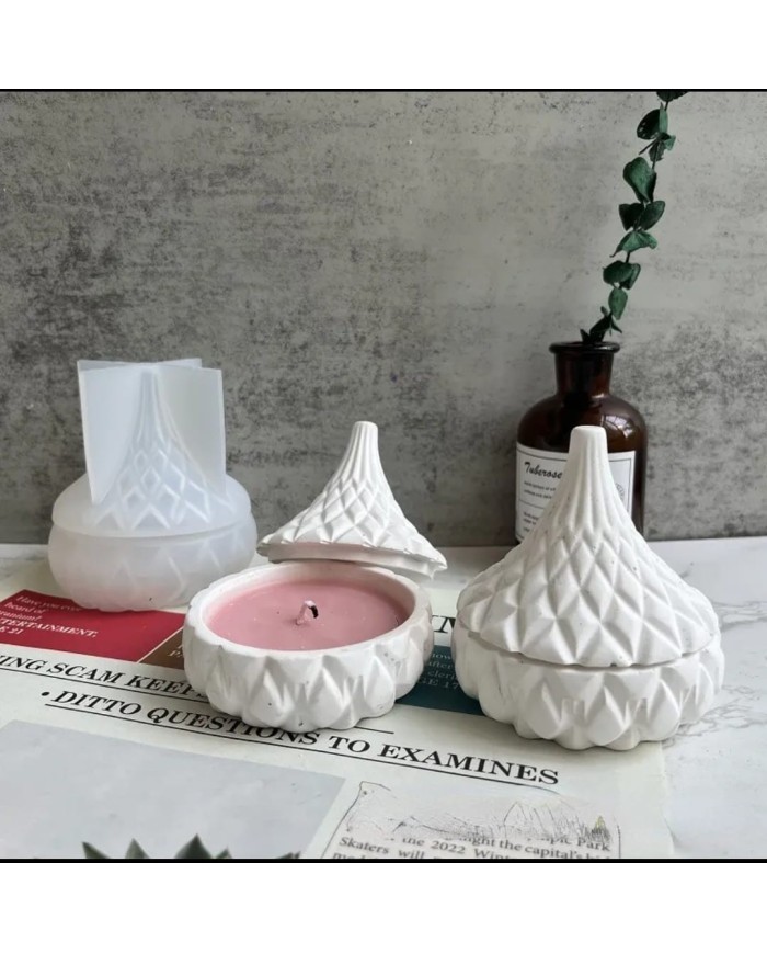 Kapaklı Şekerlik Dekoratif  Beton Kalıbı -Kod:434