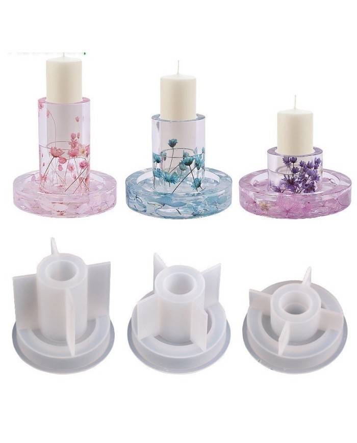 Büyük Altlı Şamdan Mum Altlığı - Hobi Silikon Kalıbı - Kod:306