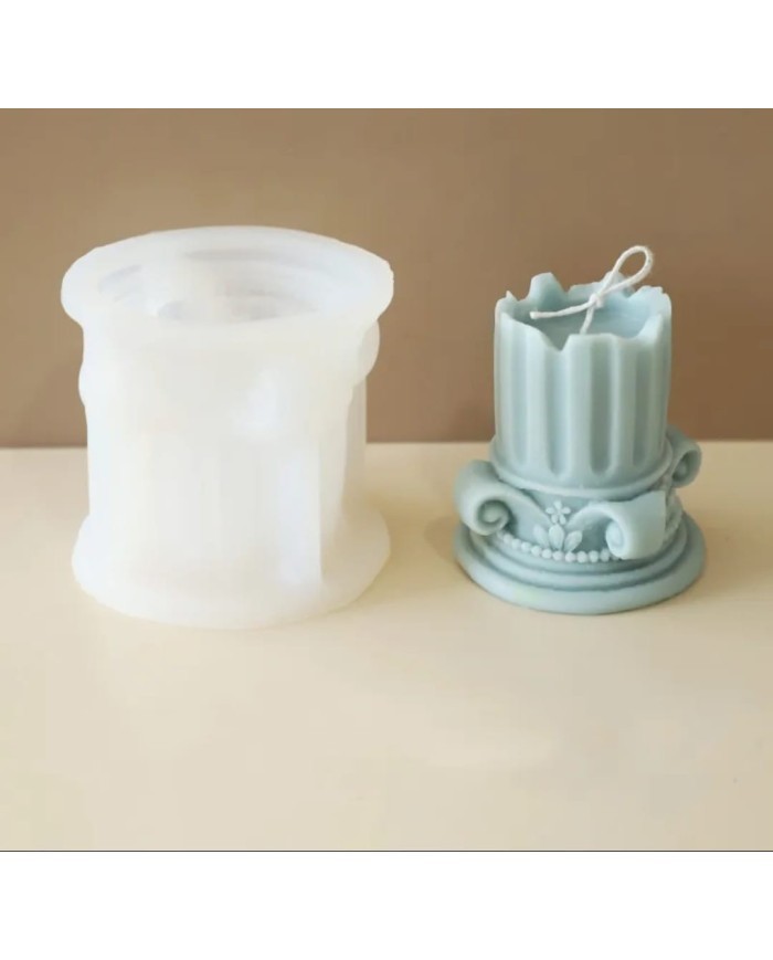 Çiçekli Sütun Mum- Hobi Silikon Kalıbı - Kod:1083