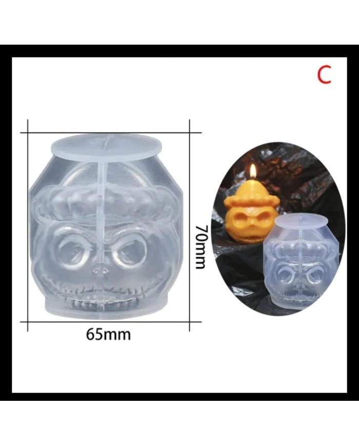 Halloween Kabağı Mum- Hobi Silikon Kalıbı - Kod:1096