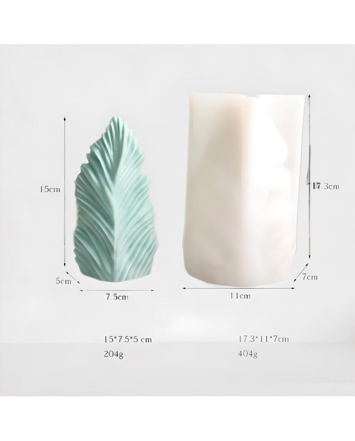 Sütun Yaprak Şekli Mum- Hobi Silikon Kalıbı - Kod: 438B