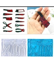 Silikon Makas,Bıçak,Testere Anahtarlık - Hobi Silikon Kalıbı - Kod:466