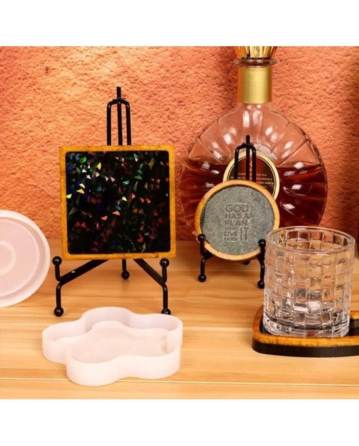 Hologramlı Yonca Bardak Altı ve Dekoratif - Hobi Silikon Kalıbı -Kod:1202