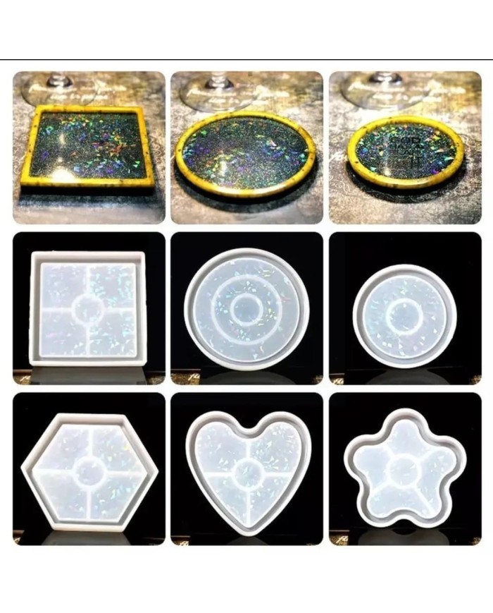 Hologramlı Yonca Bardak Altı ve Dekoratif - Hobi Silikon Kalıbı -Kod:1202