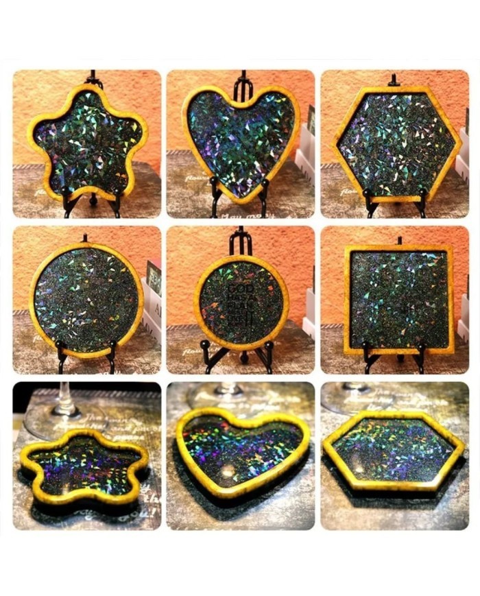 Hologramlı Büyük Yuvarlak Bardak Altı ve Dekoratif - Hobi Silikon Kalıbı -Kod:1097