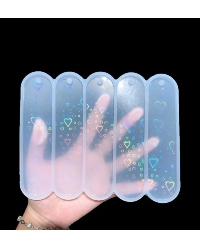 Kalp Hologramlı Silikon Kitap Ayracı - Hobi Silikon Kalıbı -Kod: