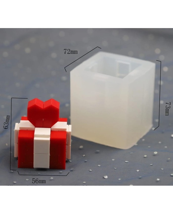 Kalpli Hediye Kutusu Mum ve Beton Kalıbı - Hobi Silikon Kalıbı -Kod:1055