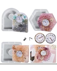 Altıgen Dekoratif Saat Kalıbı Seti - Hobi Silikon Kalıbı -Kod:1078