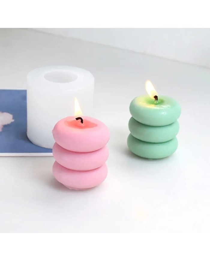 Üçlü Makaron Mum Kalıbı - Hobi Silikon Kalıbı -Kod:1046