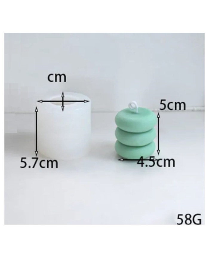 Üçlü Makaron Mum Kalıbı - Hobi Silikon Kalıbı -Kod:1046