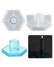 Altıgen Tabanlı Şamdanlık Kalıbı - Hobi Silikon Kalıbı -Kod:304