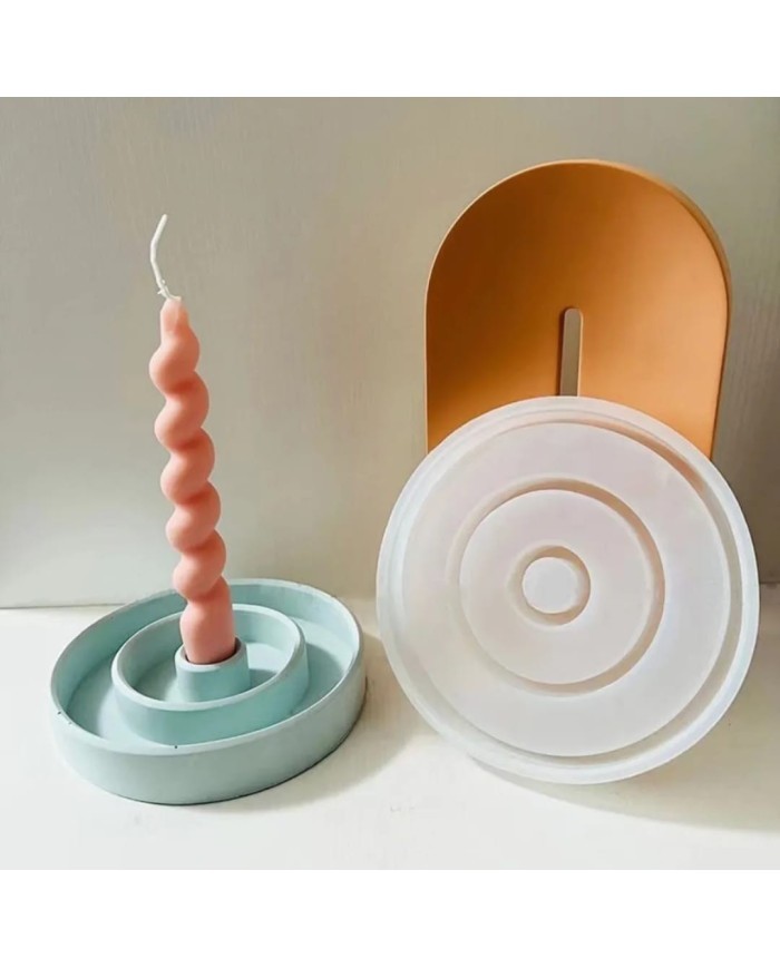 Çember içi Çember Şamdanlık Kalıbı - Hobi Silikon Kalıbı -Kod:1114