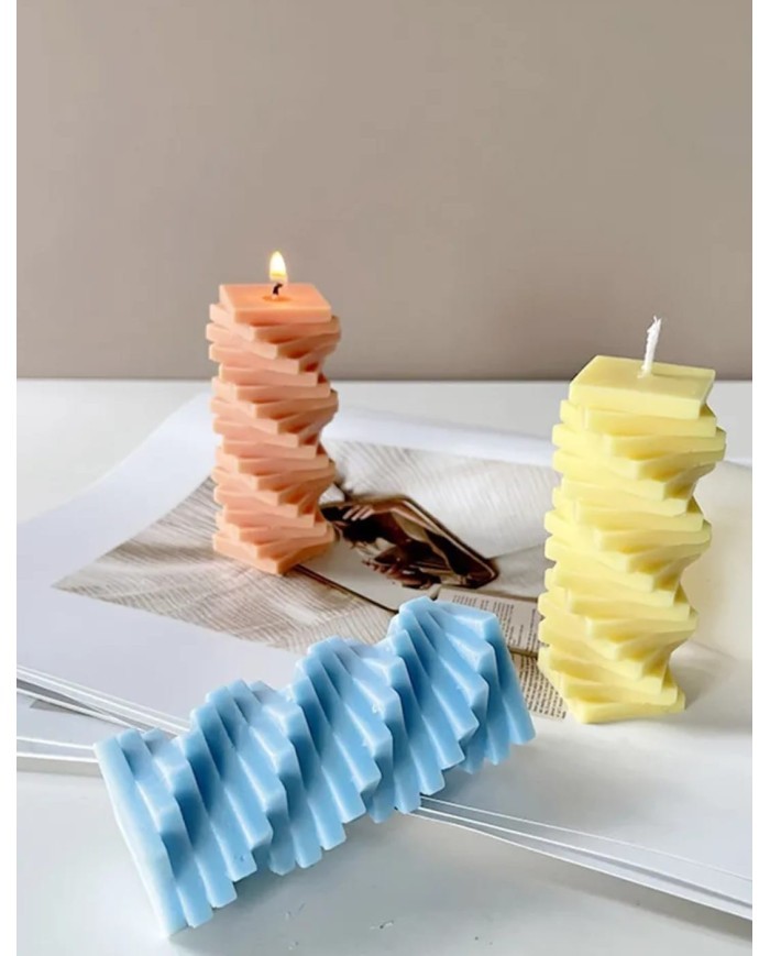 Spiral Kare Mum Kalıbı - Hobi Silikon Kalıbı -Kod:1088