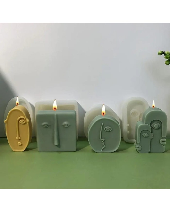 İki Kafa Mum Kalıbı - Hobi Silikon Kalıbı -Kod:509