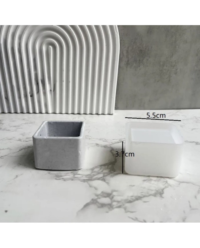 Kare Beton Saksı Kalıbı - Hobi Silikon Kalıbı -Kod:1207