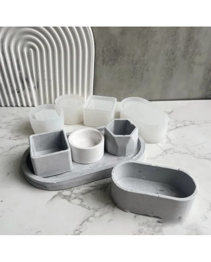 Kare Beton Saksı Kalıbı - Hobi Silikon Kalıbı -Kod:1207