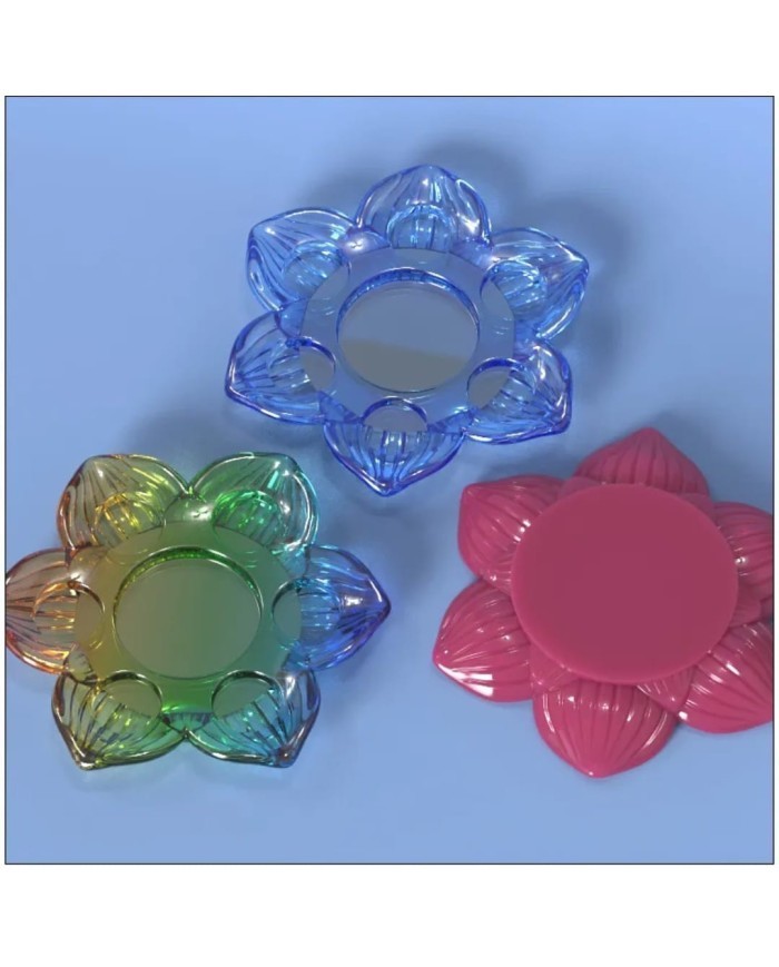 Çiçek Mum Altlığı Epoksi Kalıbı - Hobi Silikon Kalıbı -Kod:1070