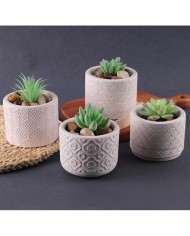 Yaprak Model Yuvarlak Beton Saksı Kalıbı - Hobi Silikon Kalıbı -Kod:1158