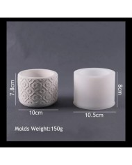 Çiçek Model Yuvarlak Beton Saksı Kalıbı - Hobi Silikon Kalıbı -Kod:1157