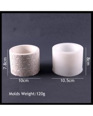 Desenli Model Yuvarlak Beton Saksı Kalıbı - Hobi Silikon Kalıbı -Kod:1160