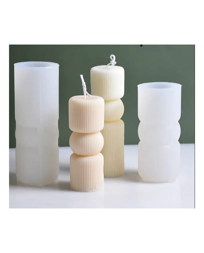 Uzun Nervürlü Kule Mum Kalıbı - Hobi Silikon Kalıbı -Kod:1073B