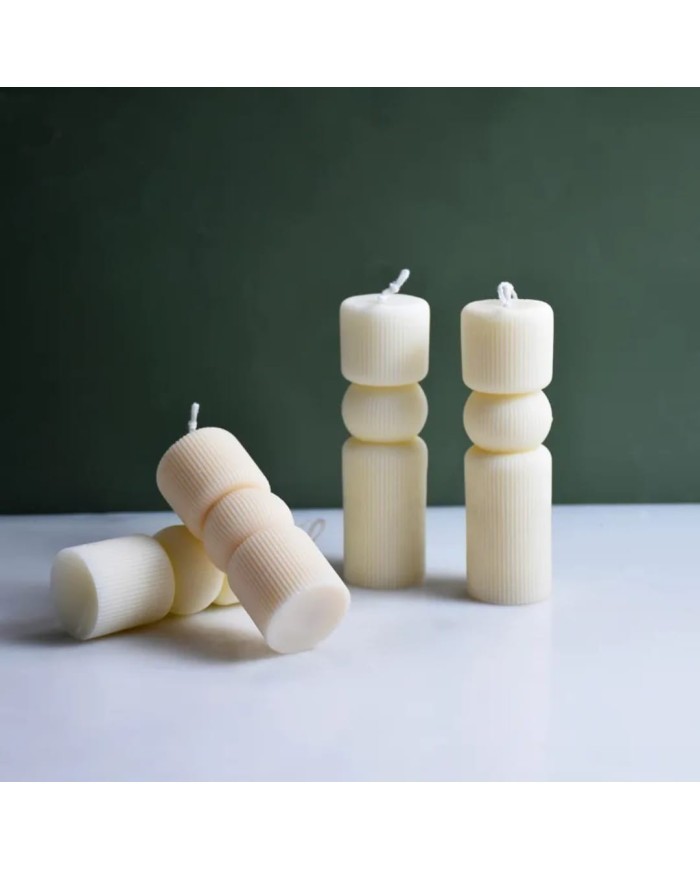 Uzun Nervürlü Kule Mum Kalıbı - Hobi Silikon Kalıbı -Kod:1073B
