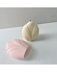 Şeritli Oval Mum Kalıbı - Hobi Silikon Kalıbı -Kod:407