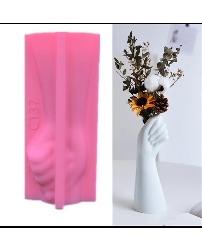 Kol Vazo Dekoratif Beton Kalıbı - Hobi Silikon Kalıbı -Kod:1212