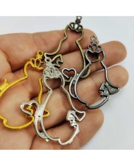 Taçlı Kedi Model Reçine Metal Kolye Ucu