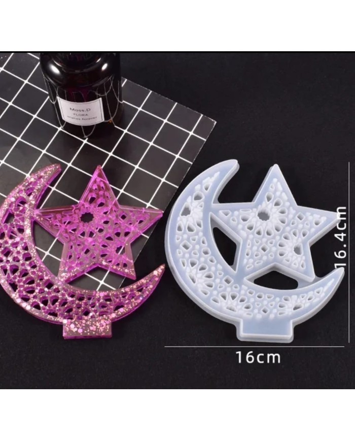 16cm x 16,4cm - Ay Yıldız Epoksi Kalıbı - Kod:480