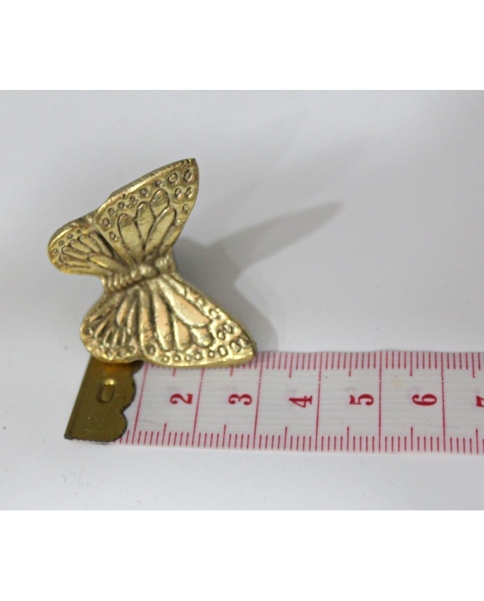 1 Adet -  Pirinç Kaplama Vidalı Tepsi Kulpu - Kelebek Model