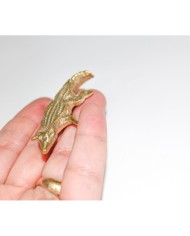 1 Adet -  Pirinç Kaplama Vidalı Tepsi Kulpu - Timsah Model