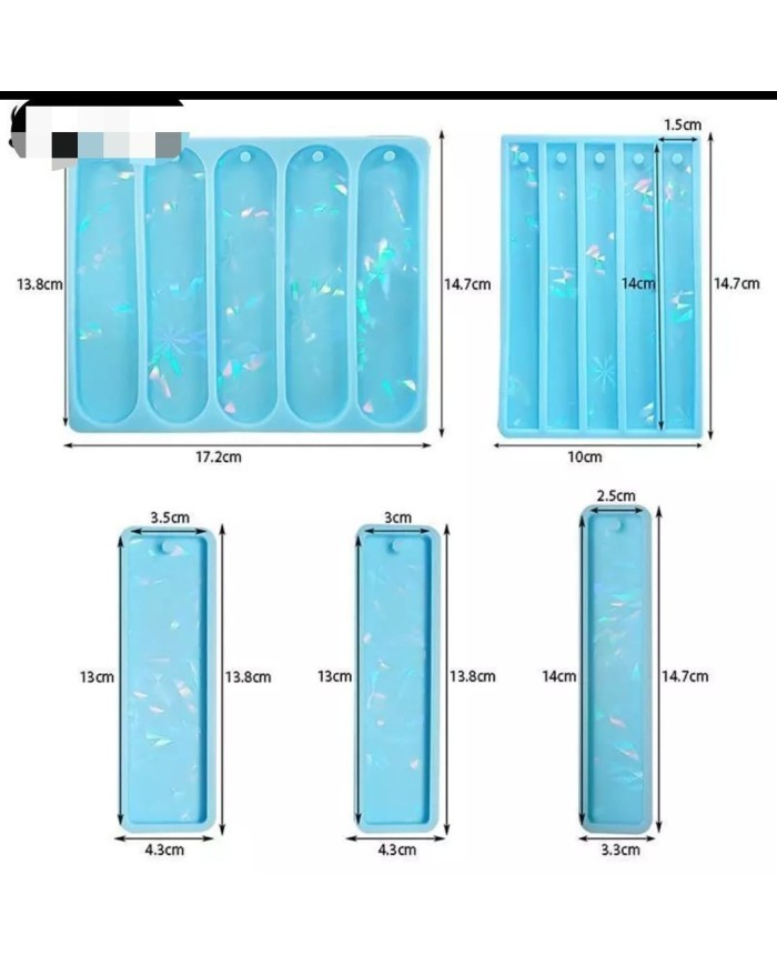 Dikdörtgen Pul Kırığı Hologramlı  Kitap Ayracı- Hobi Silikon Kalıbı -Kod:455