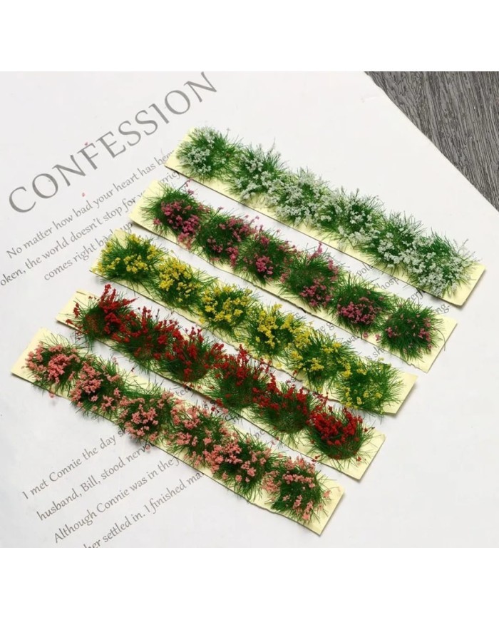 6 lı - Kendinden Yapışkanlı - Yapay Çiçekli Çim - Renk Seçmeli