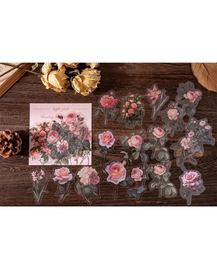 1 Paket - Mix Açık Pembe Çiçek Sticker