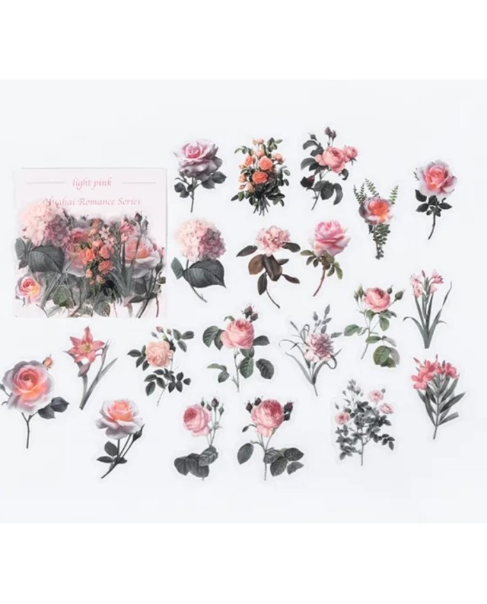 1 Paket - Mix Açık Pembe Çiçek Sticker
