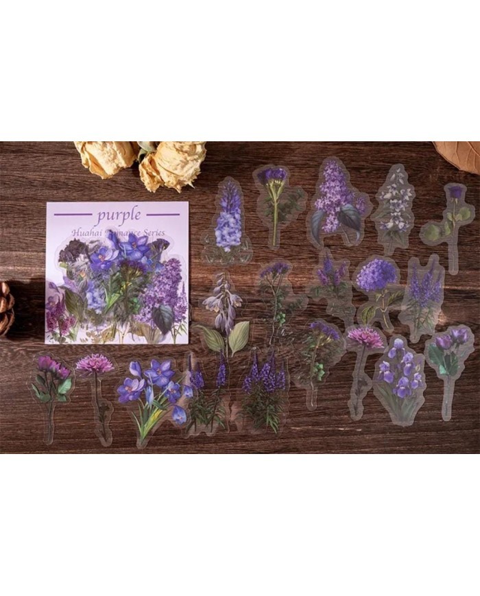 1 Paket - Mix Mor Çiçek Sticker
