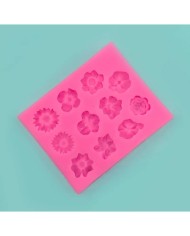 11'li Çiçek Polimer Kil - Mum Silikon Kalıp - Kod:1211