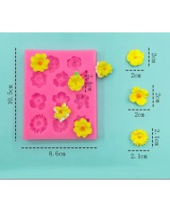 11'li Çiçek Polimer Kil - Mum Silikon Kalıp - Kod:1211