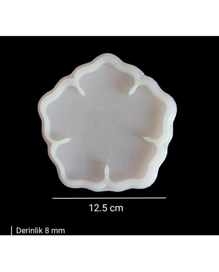 12,5cm - Çiçek Model Bardak Altı Kalıbı - Kod: SN1243