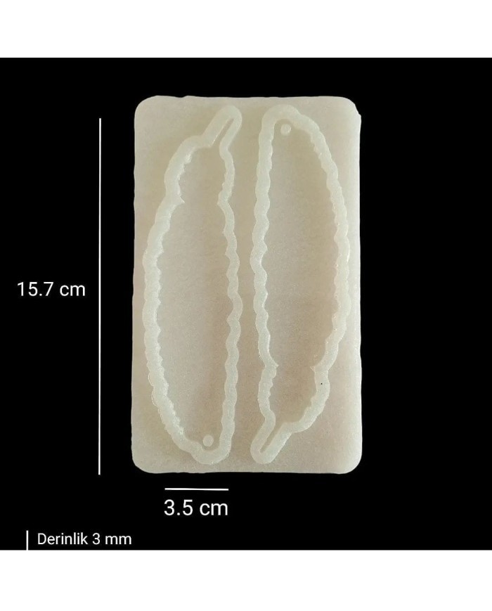 15,7cm x 3,5cm - İkili Tüy Hobi Silikon Kalıp - Kod: 1231