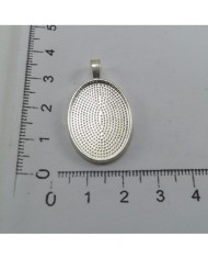 Metal Kolye Ucu - Oval - Gümüş 1 Adet