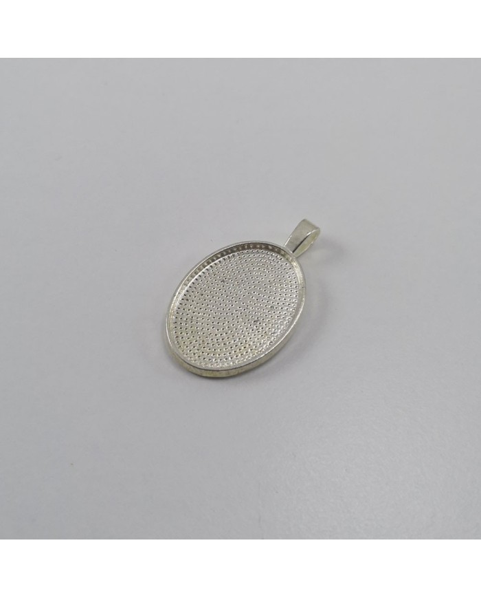 Metal Kolye Ucu - Oval - Gümüş 1 Adet